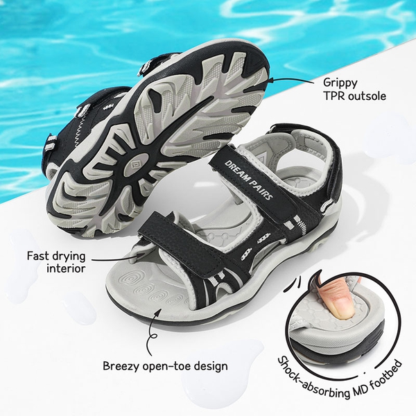 Boys And Girl Athletic Sandals - BLACK LIGHT GREY - 3
